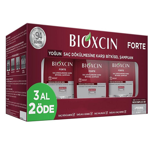 پک سه تایی شامپو ضد ریزش و تقویت کننده مو بیوکسین فورت BIOXCIN FORTE قرمز  300 میل اورجینال  فرمول آلمان تولید ترکیه